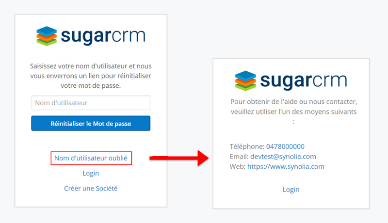 Nouveau mot de passe Sugar 9.2