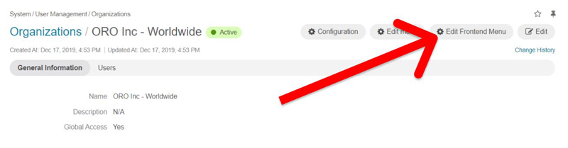 Edition du front-end-menu pour une organisation