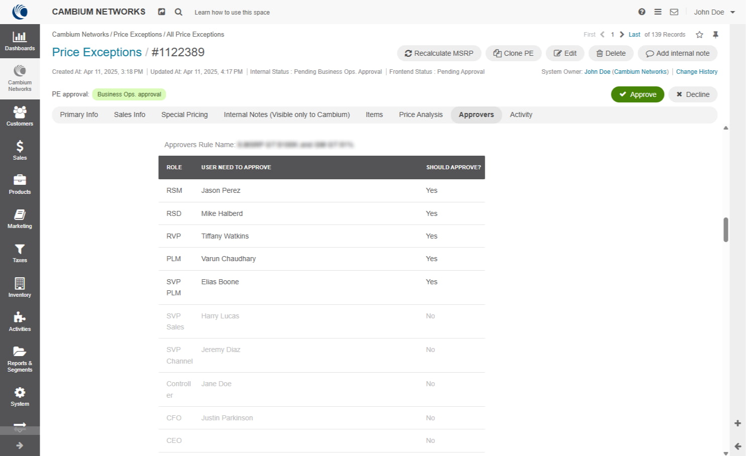 Cambium Networks - Price Exception Workflow Approval