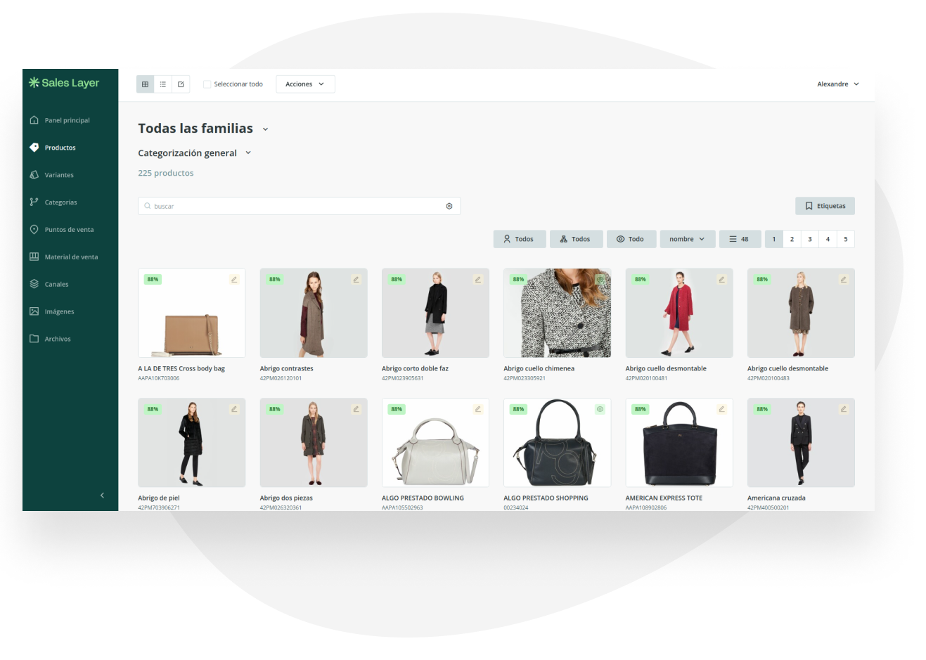 Product list in Sales Layer