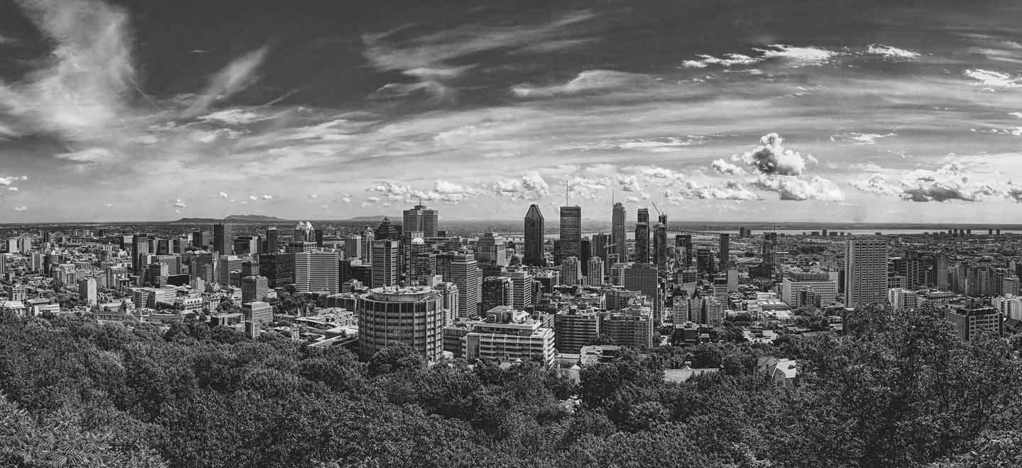 Mont-Royal Montréal Canada Skyline noir et blanc