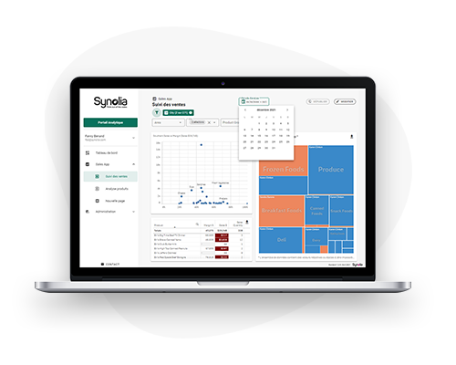 Dashboard de suivi des ventes dans le portail analytique Synolia