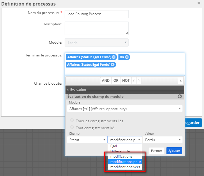 Sugar 9 : nouvelle possibilité en fin de processus