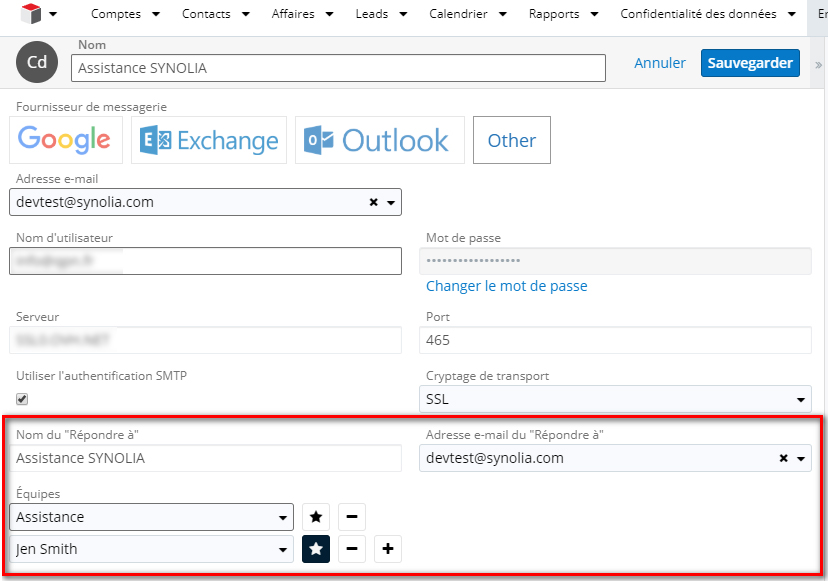 Module Emails : boites de groupes partagées entre utilisateurs