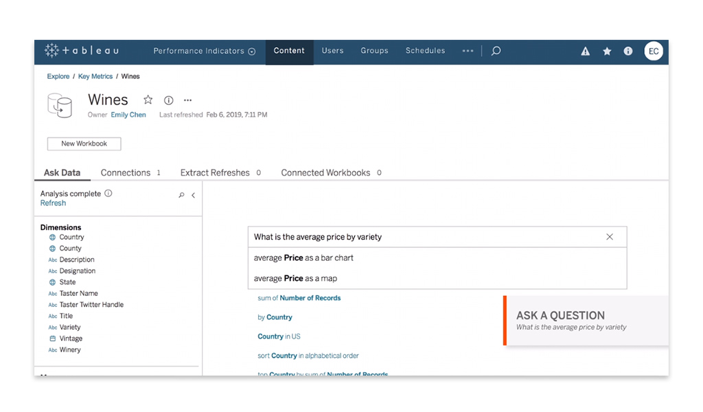 Présentation interface Tableau