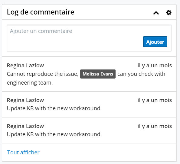 Nouvel affichage des logs de commentaires