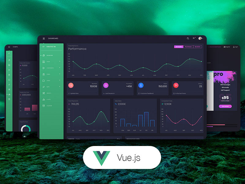 Vue.js ecran theme interface utilisateur javascript