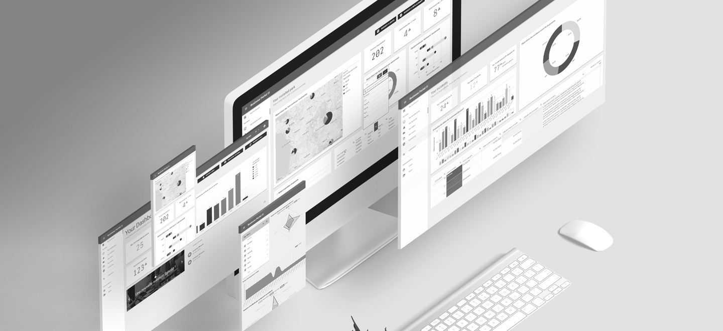 Interfaces du portail BI en noir et blanc