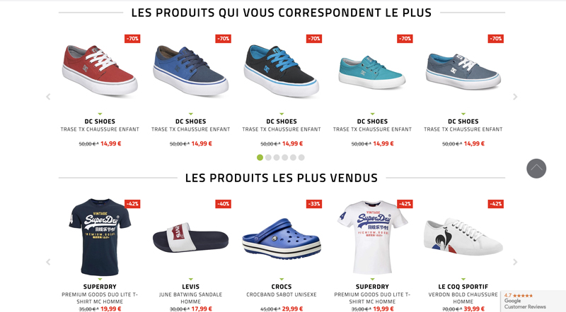 destock sport et mode personnalisation ecommerce nosto