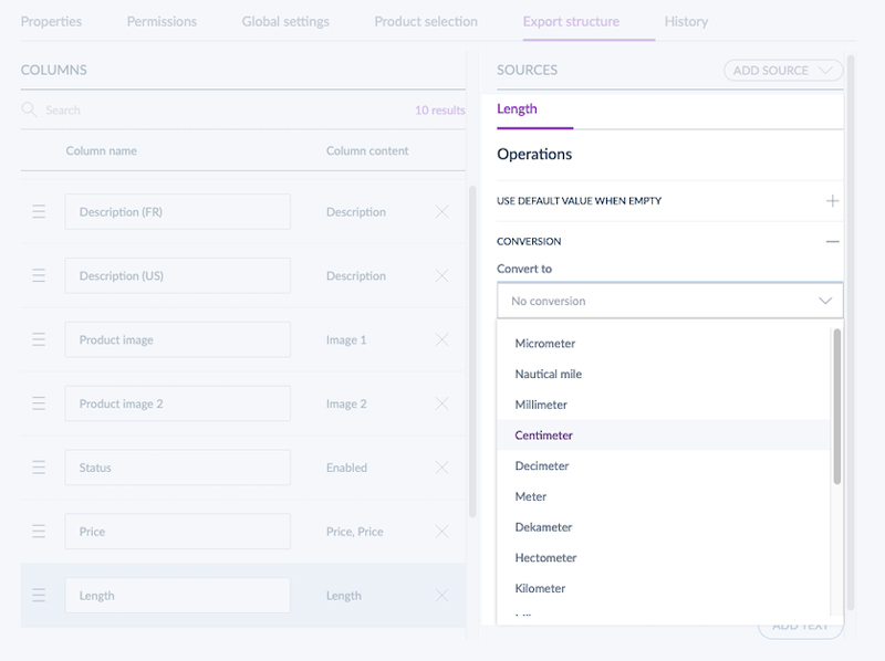 Tailored export operation conversion