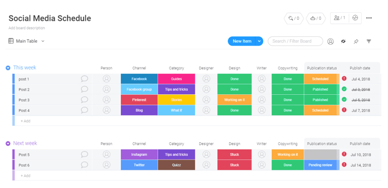 Social media template calendrier