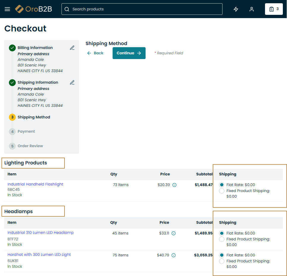 Aperçu de la fonctionnalité multi-shipping dans OroCommerce